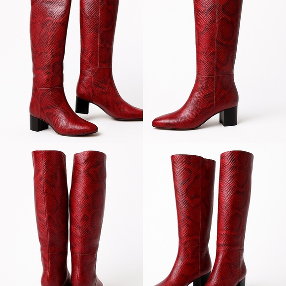 Giuseppe Zanotti Shoes - Giuseppe Zanotti Python Leather Knee High Boots Burgundy Red Snake Women’s 39.5